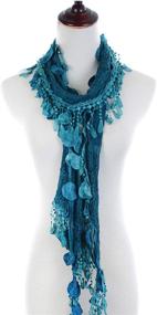 img 2 attached to 🧣 Stylish Leafy Lace Scarf with Tassels for Women - AN Fashion