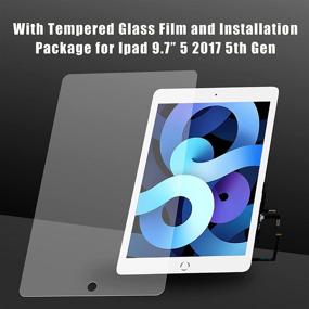 img 3 attached to Premium Touch Screen Digitizer Replacement for iPad 5 2017 9.7 inch (A1822, A1823) - Includes Tempered Glass Film, Tool Repair Kit, and Home Button