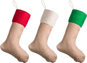 img 1 attached to 🎄 Favide 16" Christmas Burlap Stockings: Xmas Fireplace Hanging Decorations (Pack of 6, Red, Green, White)