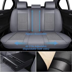 img 2 attached to 🚗 Coverado Auto Seat Covers - Ultra-Breathable Faux Leather Car Seat Cushions - Waterproof Full Set for Auto Interiors - Universal Fit for Sedans, SUVs - Gray