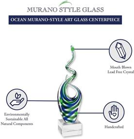 img 2 attached to 🌊 Magnificent Badash Ocean Murano-Style Art Glass Centerpiece: Captivating 14" Tall Mouth-Blown Glass Sculpture on Crystal Base - Elevate Your Home Decor with a Brilliant Contemporary Accent Piece