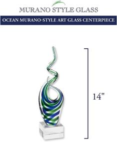 img 1 attached to 🌊 Magnificent Badash Ocean Murano-Style Art Glass Centerpiece: Captivating 14" Tall Mouth-Blown Glass Sculpture on Crystal Base - Elevate Your Home Decor with a Brilliant Contemporary Accent Piece