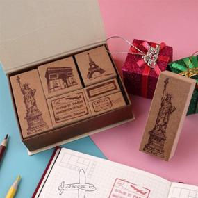 img 3 attached to 🖌️ Dizdkizd 6-Piece Vintage Decorative Wooden Rubber Stamps: Ideal for DIY Craft, Card Making, and Scrapbooking