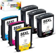 🖨️ miss deer compatible 88xl high yield ink cartridges for hp 88 xl - officejet pro k5400 k550 k8600 l7480 l7550 l7580 l7590 l7650 l7750 (3 black, 1 cyan, 1 magenta, 1 yellow) - pack of 6 logo