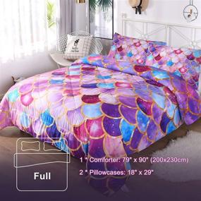 img 3 attached to 🧜 Full Size Multi Pink Mermaid Scale Comforter Sets for Teen Girls - Quilted Bedspread Coverlet Kids Bedding with 3-Piece Comforter Set