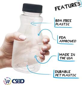 img 3 attached to CSBD 8oz Plastic Juice Bottles with Tamper Evident Lids, 10 Pack - Food Grade Safe PET, BPA Free - Apple, Kombucha, Tea, Cold Brew Containers - Reusable Bulk Milk Bottles