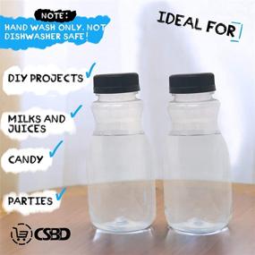 img 2 attached to CSBD 8oz Plastic Juice Bottles with Tamper Evident Lids, 10 Pack - Food Grade Safe PET, BPA Free - Apple, Kombucha, Tea, Cold Brew Containers - Reusable Bulk Milk Bottles