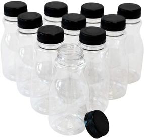 img 4 attached to CSBD 8oz Plastic Juice Bottles with Tamper Evident Lids, 10 Pack - Food Grade Safe PET, BPA Free - Apple, Kombucha, Tea, Cold Brew Containers - Reusable Bulk Milk Bottles