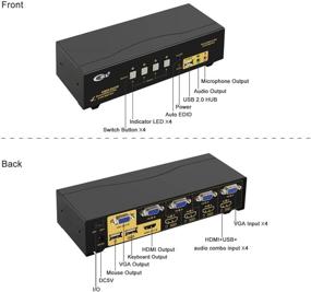 img 1 attached to 🔁 CKL HDMI VGA Dual Monitor KVM Switch 4 Port with Audio USB 2.0 HUB, PC Monitor Keyboard Mouse Switcher Box Mirrored Extended Display for Computers Laptops - CKL-942HV