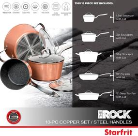 img 3 attached to Starfrit The Rock 10-Piece Copper Set with Stainless Steel Handles - Model 030910-001-STAR