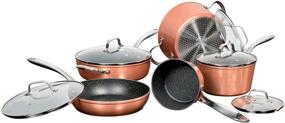img 4 attached to Starfrit The Rock 10-Piece Copper Set with Stainless Steel Handles - Model 030910-001-STAR
