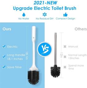 img 3 attached to 🚽 Toilet Brush with Holder, Electric Spin Scrubber, 360° Automatic Cleaning Brushes, Silicone Toilet Bowl Brush, 2200mAh Electric Toilet Brush with USB Cable for Superior Cleanliness