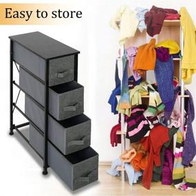 img 2 attached to 🗄️ Versatile 4 Drawer Fabric Dresser Storage Tower for Bedroom, Closet & More - Black