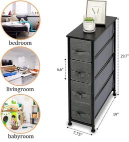 img 1 attached to 🗄️ Versatile 4 Drawer Fabric Dresser Storage Tower for Bedroom, Closet & More - Black