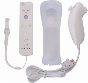 img 2 attached to 🎮 Wii Nintendo Wii Remote and Nunchuck Controllers Bundle with Silicon Case for Wii (White)