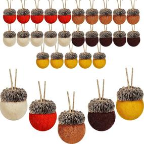 img 4 attached to 25-Piece Felt Acorn Ornaments Set with 32.8 Feet Rope - Rustic 🍂 Farmhouse Acorn Decor for Fall, Thanksgiving, Christmas Tree, Mantel, Wall - Vintage Home Decoration