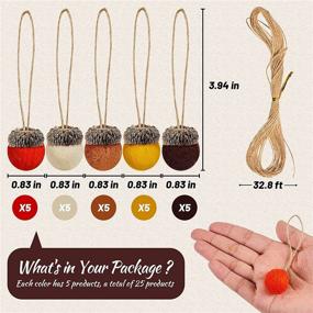 img 3 attached to 25-Piece Felt Acorn Ornaments Set with 32.8 Feet Rope - Rustic 🍂 Farmhouse Acorn Decor for Fall, Thanksgiving, Christmas Tree, Mantel, Wall - Vintage Home Decoration