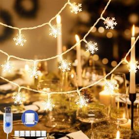 img 4 attached to 🎅 KPCB Tech USB Snowflake Warm White Fairy Lights - 50 LEDs Christmas Lights