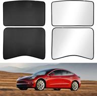 🔆 enhance your tesla model 3: 2021 glass roof sunshade & skylight reflective covers set – perfect fit for sunroof & rear window – includes a set of 4 logo