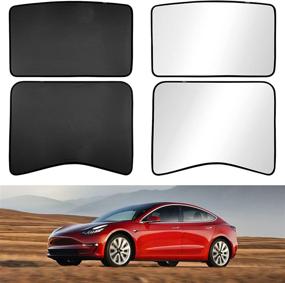 img 4 attached to 🔆 Enhance your Tesla Model 3: 2021 Glass Roof Sunshade & Skylight Reflective Covers Set – Perfect Fit for Sunroof & Rear Window – Includes a set of 4