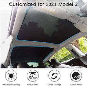 img 3 attached to 🔆 Enhance your Tesla Model 3: 2021 Glass Roof Sunshade & Skylight Reflective Covers Set – Perfect Fit for Sunroof & Rear Window – Includes a set of 4