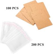 🌟 100-pack kraft paper earring cards with 200 self-sealing bags: brown hanging earring & necklace display cards & holder logo