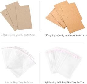 img 1 attached to 🌟 100-Pack Kraft Paper Earring Cards with 200 Self-Sealing Bags: Brown Hanging Earring & Necklace Display Cards & Holder