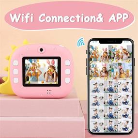 img 2 attached to 📸 WiFi детская камера Barchrons - 1080P мгновенная печать цифровая камера для девочек, перезаряжаемая видеокамера с приложением и 32ГБ SD-картой - идеальный подарок на День ребёнка, дни рождения - подходит для девочек и мальчиков в возрасте от 3 до 12 лет (Дизайн Дино)