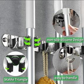 img 1 attached to 🧹 Stainless Steel Mounted Broom Holder Organizer for Superior Organization