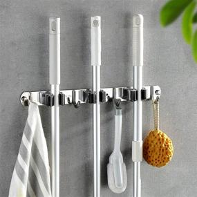 img 3 attached to 🧹 Stainless Steel Mounted Broom Holder Organizer for Superior Organization