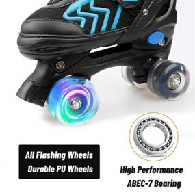 img 2 attached to 🛼 Adjustable Roller Skates for Kids, Boys, Men, Women, and Girls with 8 Wheels, LED Lighting for Indoor and Outdoor, Quad Skates