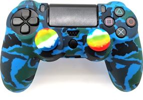 img 1 attached to 🎮 Enhanced Gaming Experience: Silicone Skin Cover for Ps4 Controller with Anti-Slip Case, Trigger Extenders, Thumb Grips, LED Light Bar Decal - Blue Camouflage Protector for DualShock PS4/Slim/Pro Controller