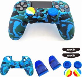 img 4 attached to 🎮 Enhanced Gaming Experience: Silicone Skin Cover for Ps4 Controller with Anti-Slip Case, Trigger Extenders, Thumb Grips, LED Light Bar Decal - Blue Camouflage Protector for DualShock PS4/Slim/Pro Controller