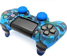 img 3 attached to 🎮 Enhanced Gaming Experience: Silicone Skin Cover for Ps4 Controller with Anti-Slip Case, Trigger Extenders, Thumb Grips, LED Light Bar Decal - Blue Camouflage Protector for DualShock PS4/Slim/Pro Controller