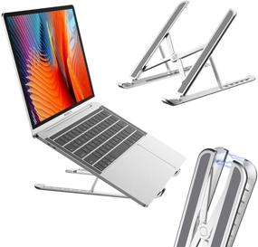 img 4 attached to ⌨️ brocoon Portable Laptop Stand - Ergonomic Aluminum Foldable Riser with 6 Levels Height Adjustment, Compatible for 10-17" Laptops