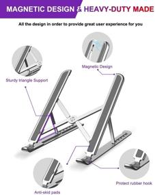 img 1 attached to ⌨️ brocoon Portable Laptop Stand - Ergonomic Aluminum Foldable Riser with 6 Levels Height Adjustment, Compatible for 10-17" Laptops
