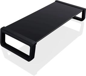 img 4 attached to 🖥️ Seville Classics Airlift Elevated Ergonomic Monitor Stand Riser - 21" Tempered Glass, Midnight Black