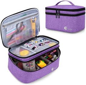 img 4 attached to Luxja Double-Layer Sewing Accessories Organizer - Large Purple Case for Needles, Thread, Scissors, Measuring Tape and Other Sewing Tools