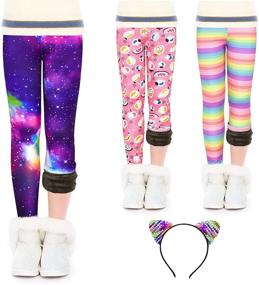 img 4 attached to 👧 Slaixiu Girls' Fleece Leggings with GP777 3P B 130 Print - Perfect for Stylish Clothing in Leggings