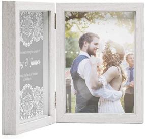 img 4 attached to Afuly Double Picture Frame 5x7 White Wooden Hinged Photo Frames Collage Shadow Box - Perfect Wedding Gift with 2 Openings