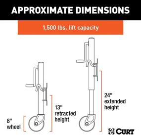 img 3 attached to 🚤 CURT 28116 Marine Boat Trailer Jack - 8-Inch Wheel, 1,500 lbs. Capacity, 11 Inches Vertical Travel