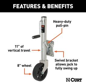 img 2 attached to 🚤 CURT 28116 Marine Boat Trailer Jack - 8-Inch Wheel, 1,500 lbs. Capacity, 11 Inches Vertical Travel