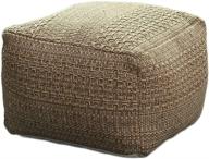 🪑 esk square unstuffed pouf cover: stylish cotton linen bean bag chair for living room, bedrooms & home decor in brown logo