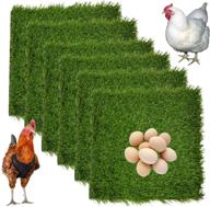 🐔 hamiledyi chicken nesting box pads: premium synthetic grass rug for coop & yard, 12"x12 logo