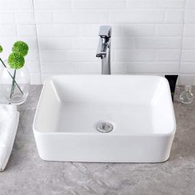 img 3 attached to 🚽 Modern Rectangle Vessel Sink - Lordear 19"x15" White Porcelain Ceramic Above Counter Bathroom Sink Vanity Art Basin