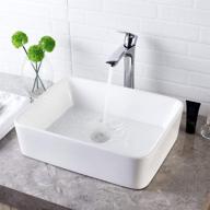 🚽 modern rectangle vessel sink - lordear 19"x15" white porcelain ceramic above counter bathroom sink vanity art basin logo