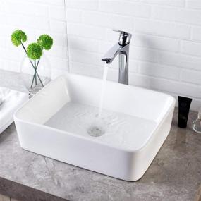 img 4 attached to 🚽 Modern Rectangle Vessel Sink - Lordear 19"x15" White Porcelain Ceramic Above Counter Bathroom Sink Vanity Art Basin