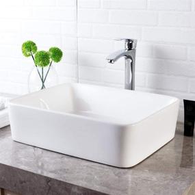 img 2 attached to 🚽 Modern Rectangle Vessel Sink - Lordear 19"x15" White Porcelain Ceramic Above Counter Bathroom Sink Vanity Art Basin