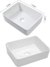 img 1 attached to 🚽 Modern Rectangle Vessel Sink - Lordear 19"x15" White Porcelain Ceramic Above Counter Bathroom Sink Vanity Art Basin