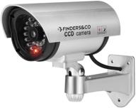 📷 dummy security camera with realistic flashing lights and warning sticker - effective fake cctv surveillance system (1, silver) logo